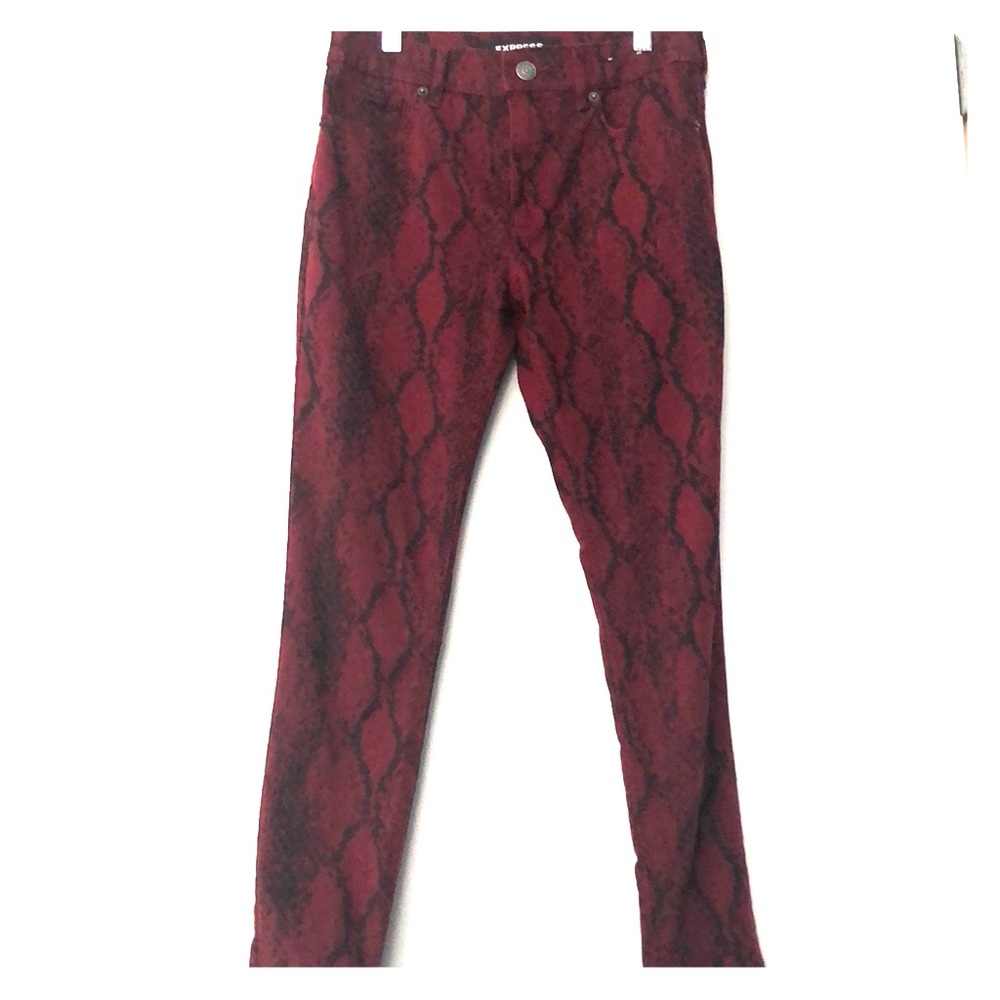 Express red snake print jeans. Price firm.